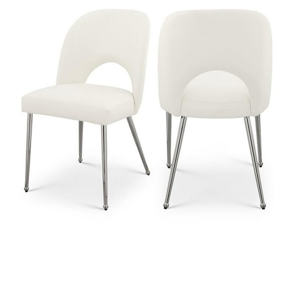 Pemberly Row Modern Cream Vegan Leather Dining Chair (Set of 2)