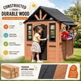 thumbnail image 6 of Conchico Outdoor Playhouse for Kids 3-5 Years, Kids Playhouse with Play Kitchen, Working Doorbell, Bird Cage, Pet Door, Kids Outdoor Toy Gift, Easy Assembly, Natural, 6 of 10