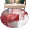thumbnail image 2 of Red Grey Oil Painting Round Area Rug 7 FT,Non Slip Living Room Area Carpet,Abstract Modern Street Smear Art Washable Soft Circular Rug Non-Shedding Floor Carpet for Bedside Office Play Room Classroom, 2 of 9