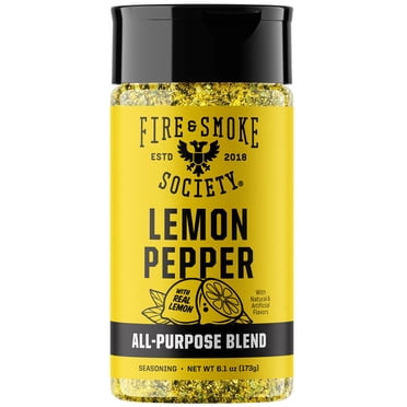 Fire & Smoke Society Lemon Pepper Seasoning, Chicken, Wing Seasoning, 6.1 oz Mixed Spices & Seasonings