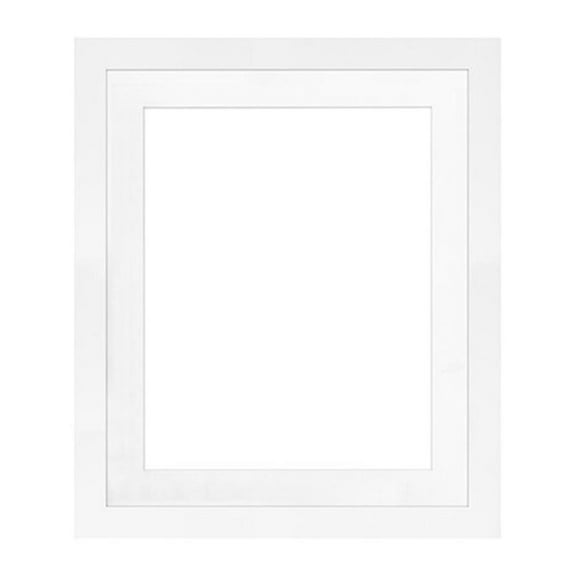 Framatic Metro Seamless O1620WX51 16x20" MDF Composite Wood Board Frame Matted| for a 11x14" Photograph - White