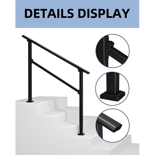 Yeshouse Pasamanos metálicos para escaleras exteriores, kit de pasamanos para escaleras exteriores, pasamanos de aluminio y hierro forjado para escaleras exteriores, para mayor seguridad y estabilidad