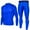 Blue, variant on Men's Compression Base Layer Long Sleeve Shirt Pants Set Workout Gym Running Sportswear Thermal Underwear Purple S