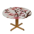 thumbnail image 3 of PIKWEEK  Cherry Blossom Pink Flowers Fitted Round Tablecloth Waterproof Table Cloth with Elastic Edge Wipe Clean Table Cover for Indoor Outdoor, 3 of 7