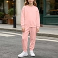 thumbnail image 5 of BXJX Girls Cotton Outfit Sets Size 10-12, Warm 2 Piece Long Sleeve Fleece-lined Sweatshirts and Joggers Sets Pink, 5 of 9