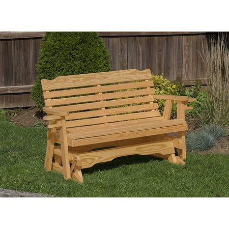 Heavy Duty Rocker Guards - Outdoor Garden Lawn Exterior Brown Finish 5 Ft Amish Heavy Duty Classic Park Style Kiln-Dried Pine Porch Glider With Cup Holders