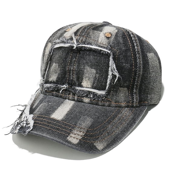 Fewfanhot Vintage Distressed Unisex Baseball Cap, Fashion Washed Denim Snapback with Sun Protection for Men Women Hat
