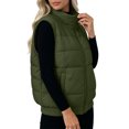 thumbnail image 6 of Women's Stand Collar Vest Padded Zip Front Loose Fit Versatile Fall Winter Vest, 6 of 9