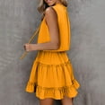 thumbnail image 3 of FcBaudy Jupes pour Femmes, Robes Midi pour Femmes, Robes d'Été pour Femmes Robe d'Été pour Femmes à Col en V Mode Sans Manches Plissée Mini-Jupe Robe Femme Robe, 3 of 6