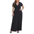 thumbnail image 2 of Vestido largo COSSEN para mujer, talla grande, cuello en V con bolsillos, negro, 2 of 5