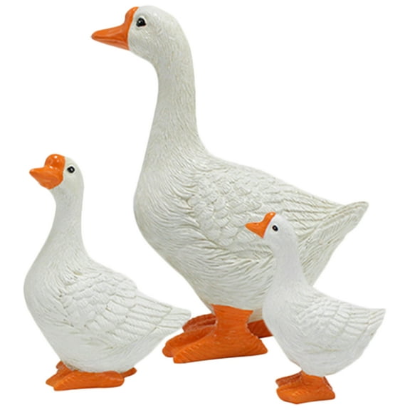 Masteelf 3pcs Goose Shaped Resin Figurine Decoration Garden Animal Miniature ornaments