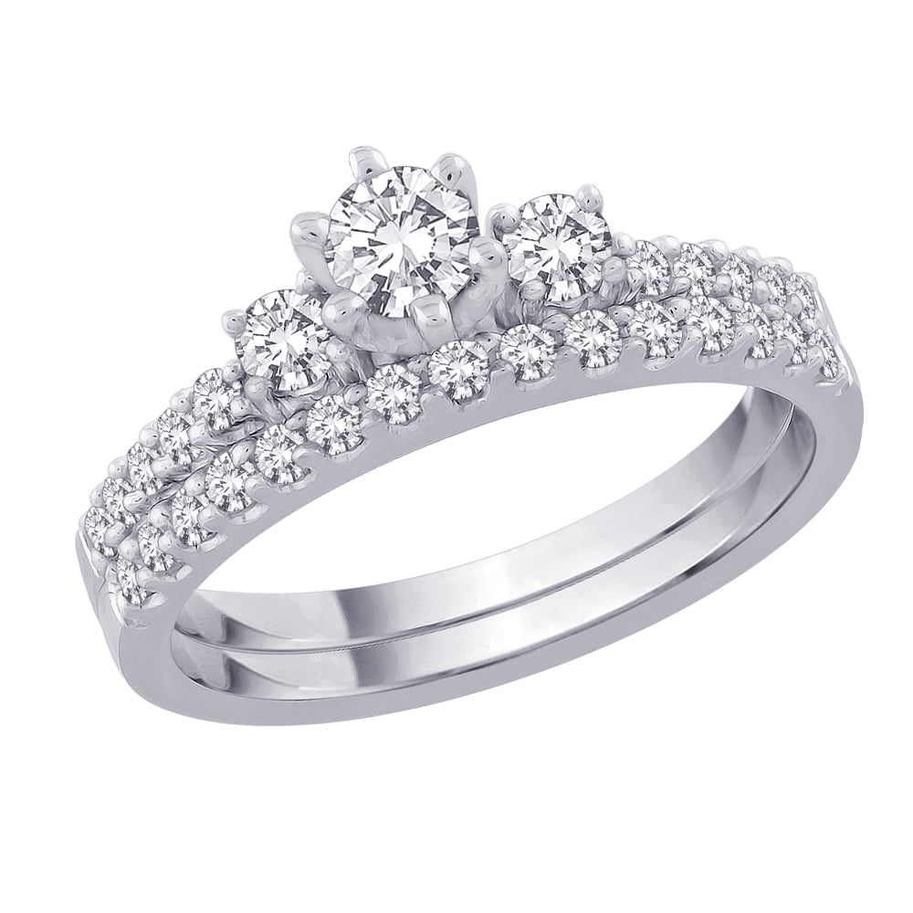 KATARINA 3/4 cttw Diamond Bridal Engagement Set in 14K White Gold (G-H SI2-I1)