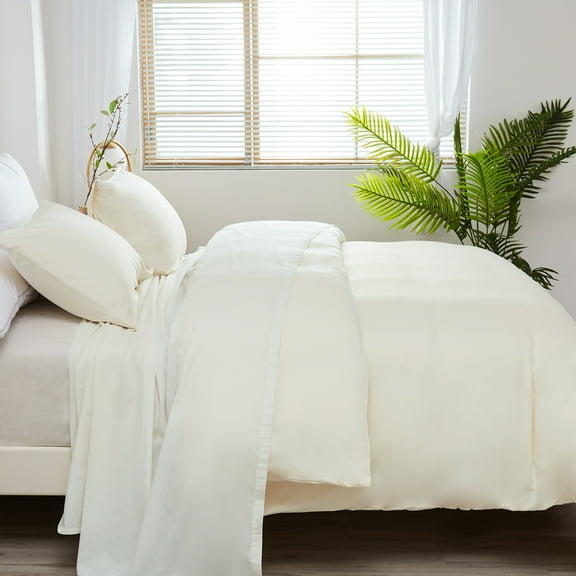 JML Duvet Set 3-Piece Washed Microfiber Duvet Cover & 1 Pillowcase, Twin, Solid Print