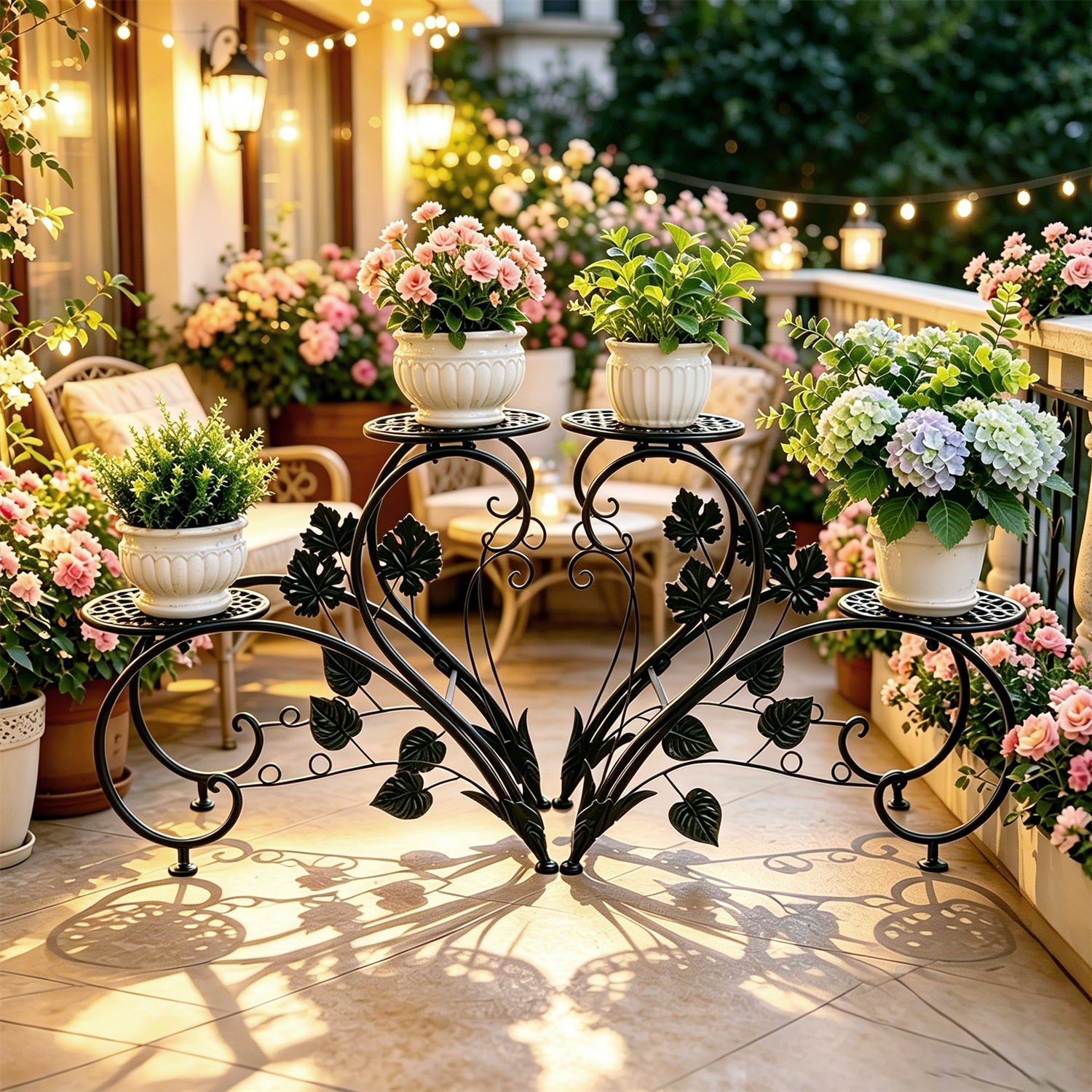 アンティーク ハート型 アイアン アロマポット ローズ装飾 フラワースタンド Wisfor Wrought Iron Garden Porch Plant Stand, Heart Shaped 2 Set