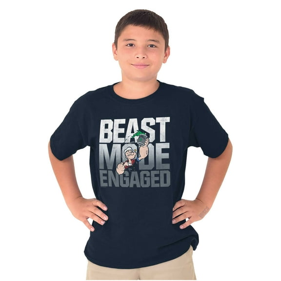 Beast Gym Engaged Popeye Sailor Crewneck T Shirts Boy Girl Teen Brisco Brands XS