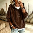 thumbnail image 2 of Fewfanhot Women's Tops, Tees & Blouses Casual Loose-fitting Long-sleeved Knitted Velvet Hooded Sweatshirt Top, 2 of 9