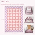 thumbnail image 4 of Wonnitar 5'x 7' Checkered Area Rug, Washable Pink Checkerboard Rug for Living Room, Non Slip Soft Low Pile Geometric Indoor Carpet for Bedroom, Nursery, Office, 4 of 10