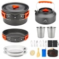 thumbnail image 1 of THTYBROS Juego de utensilios de cocina para camping de 17 piezas, olla de 0,45 galones, sartén de 7 pulgadas, juego de hervidor de agua de 0,30 galones con 2 juegos de tazas de acero inoxidable, plato, 1 of 5