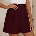 thumbnail image 6 of Women's Pleated Dress Shorts, High Waisted Wide Leg Tailored Shorts, Business Casual With Pockets For Summer Office Wear Wine XL, 6 of 9