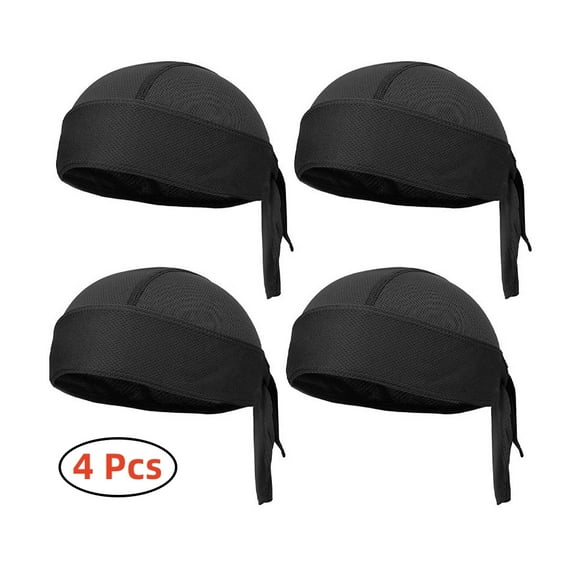 4 Pcs Sweat Wicking Doo Rag Cooling Dew Rag Helmet Liner Hat Large Motorcycle Head Wrap Bandana Skull Caps for Men and Women