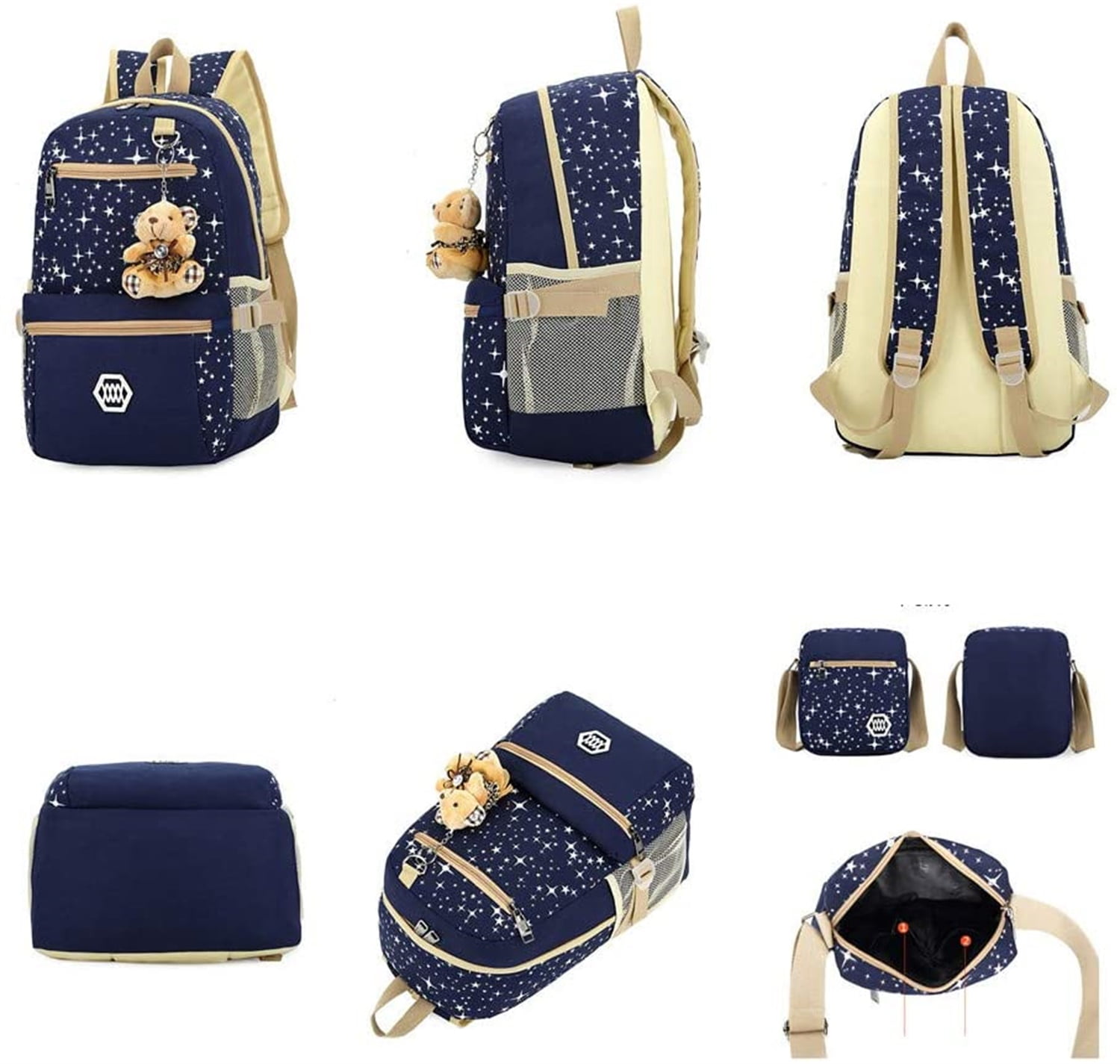 3Pcs/Sets Backpacks for Teenage Girls for School, Canvas Backpacks for Girls Scatchel Rucksack Backpacks for Middle School, Causual Backpack for Traveling