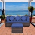 thumbnail image 3 of Gymax 4PCS Rattan Patio Conversation Furniture Set Yard Outdoor w/ Navy Cushion, 3 of 10