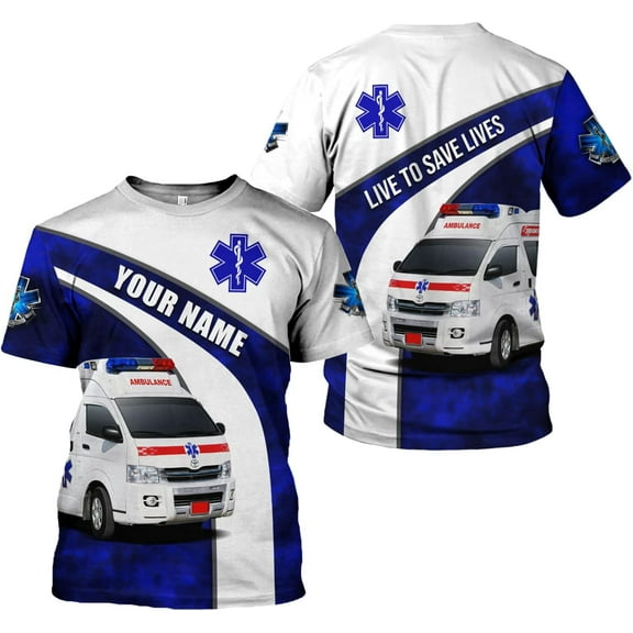 Personalized Name EMS Shirts Emergency Medical Technician Shirt Paramedic EMT EMS Nurse T-Shirt Uniform Emergency (T-shirt, S)