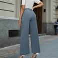 thumbnail image 4 of EDFBUYKRS Womens Linen Pants Petite Short Length Women's Casual Pants High Waist Wide Leg Trousers Loose Straight Pants Elegant Comfortable Long Dress Pants for Spring Summer Daily Wear S, 4 of 4