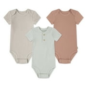 Huggies Baby Girls 3 Pack Organic Cotton Bodysuits, Sizes NB-9M