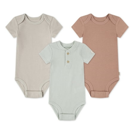 Huggies Baby Girls 3 Pack Organic Cotton Bodysuits, Sizes NB-9M