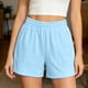 thumbnail image 4 of Shorts Deportivos de Mujer de Cintura Alta - Shorts Deportivos para Mujer con Cierre Lateral, Casuales para Entrenamiento, de Vestir, Cintura Elástica, de Running, con Bolsillos, Azul, M, 4 of 9
