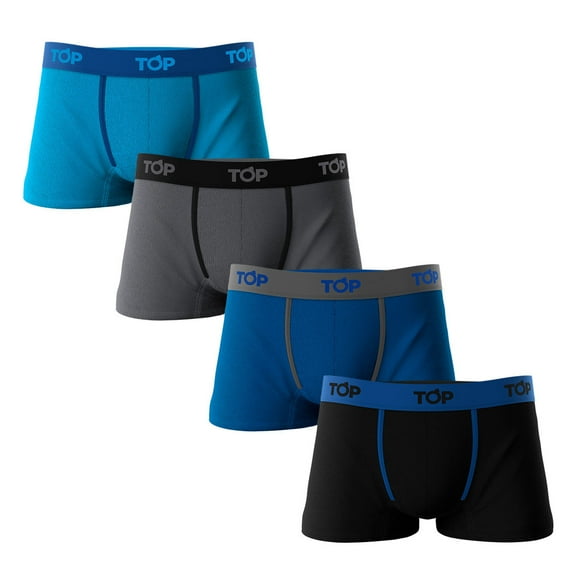 TOP Wear - Men's Cotton Blend Trunks - Pack of 4 - Breathable, Soft Stretch Fabric