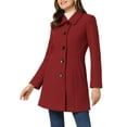 thumbnail image 1 of INSPIRE CHIC Manteau d'Hiver Long Chaud à Simple Boutonnage pour Femme Rouge Foncé L, 1 of 5
