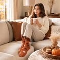 thumbnail image 5 of Thanksgiving Coral Fleece Crew Socks Mid Calf Plush Cozy Socks With Heart And Mushroom Pattern Soft Fuzzy House Socks (E), 5 of 5