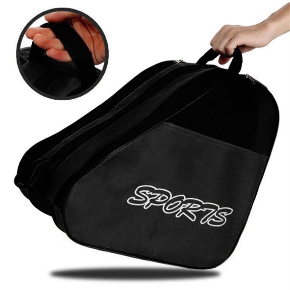 Portable Skating Shoes Bag, Ice Skating Bag, Adjustable Shoulder Strap Large Capacity Kid Skates Bag Case, Roller Skates Bag Black