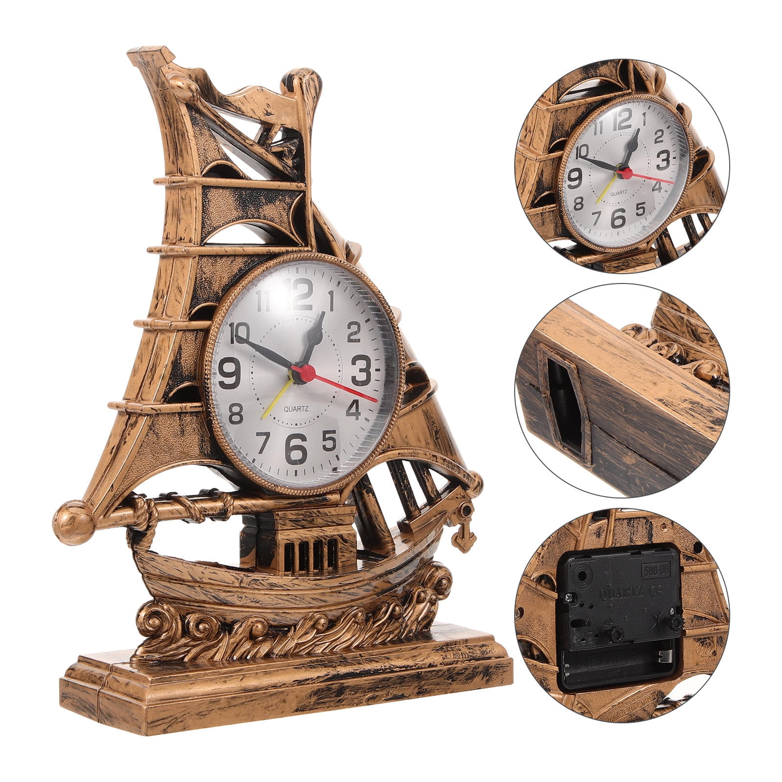 FOMIYES Compact Golden Sailboat Alarm Clock Safe and Rust Resistant Decor