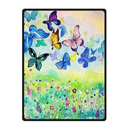 Rylablue Butterfly Blanket Fleece Throw Blanket For Sofa Or Bed 58x80 Inches
