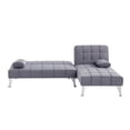 thumbnail image 5 of BSHTI 107" Velvet L-Shaped Sectional Sleeper Sofa with Reversible Chaise, Split Back & 3-Position Adjustment, Tufted Design, Metal Legs, for Living Room & Guest Room Gray, 5 of 10