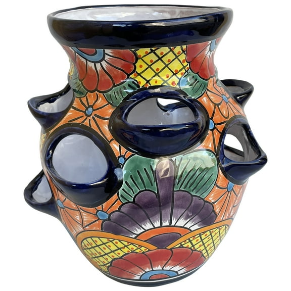 Palmillas Indoors/Outdoors Mexican Colors Talavera Strawberry Pot Planter