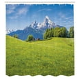 thumbnail image 2 of Ambesonne Switzerland Shower Curtain, Peaceful the Alps View, 69"Wx84"L, Lime Green and Azure Blue, 2 of 4