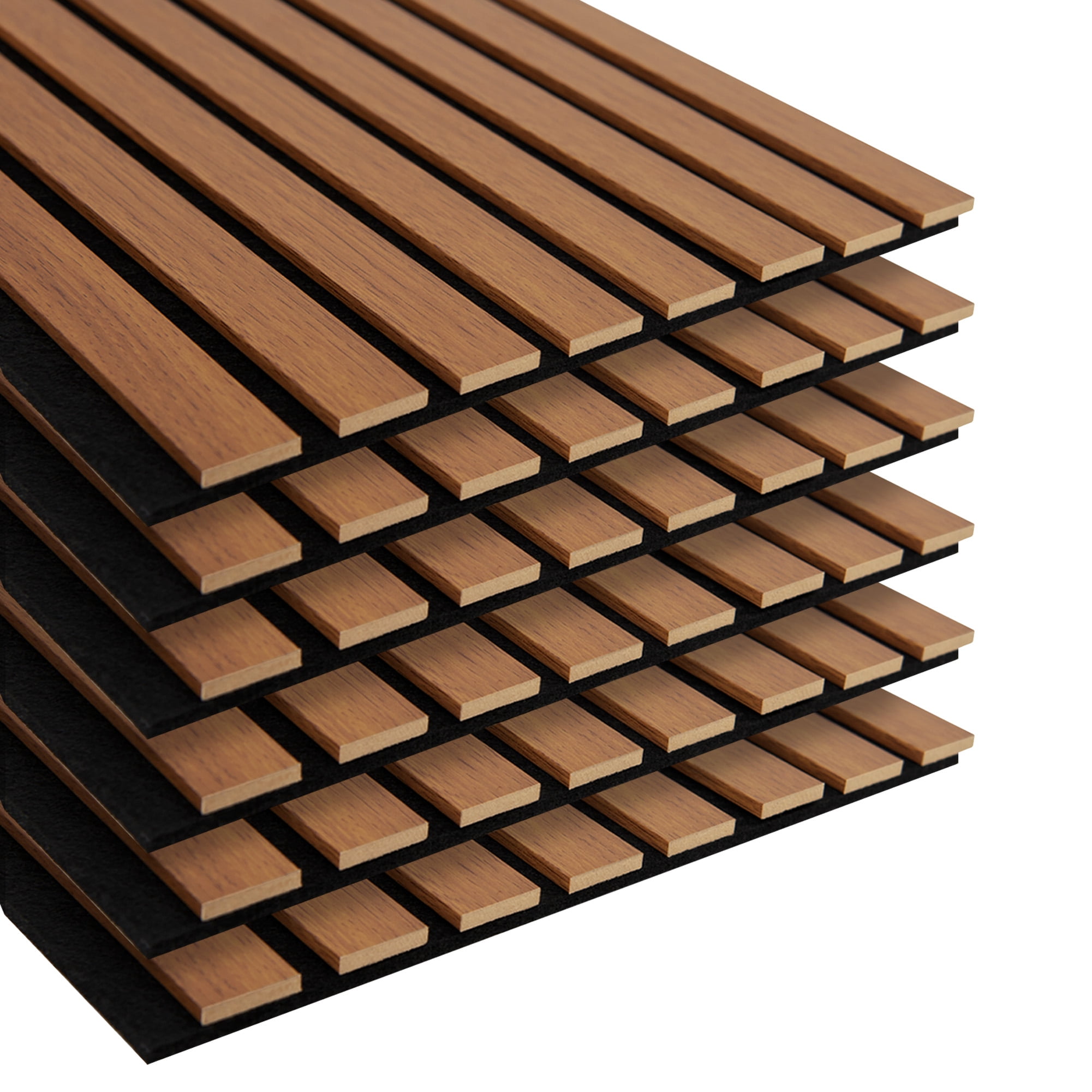 Yeslife 6-Pack Wood Slat Wall Panels, 11.81 x 92.91 in., Walnut MDF Acoustic Wall Panels, Modern Fluted Wooden Accent Wall Paneling for Living Room, Bedroom & Office, Covers 45.72 Sq. Ft.