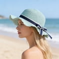 thumbnail image 3 of mdesiwst Family Beach Hat Natural Straw Woven Wide Brim Sun Protection Foldable Lightweight Summer Travel Hat with Ribbon Bow Parent-child Beach Hat, 3 of 8