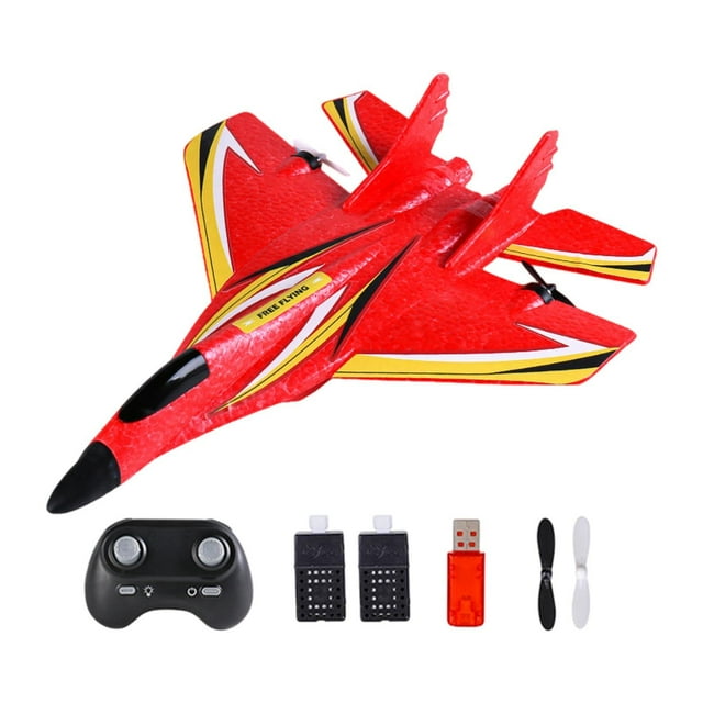 RC Plane RC Fighter Stabilizer Gyro Stabilizer, resistente, avión de control remoto de juguete para adultos Regalo de cumpleaños para niños para niños Batería Roja 2