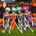 thumbnail image 3 of Fun Little Toys 15.7 Inches 4 Packs Halloween Scary Circus Clown Skeleton Hanging Ghost Skeleton in Clothes, Outdoor Indoor Yard Patio House Decor, 3 of 8