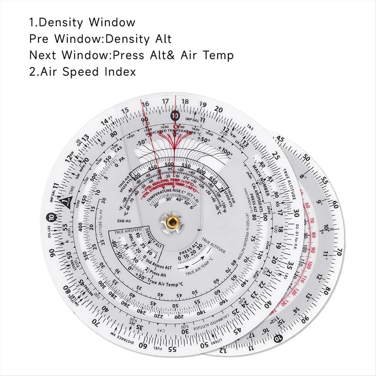 E6B-R2 4 Inch Diameter Circular Flight Computer, Computer Calculator Standard Training Student Use IFR VFR