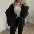 thumbnail image 2 of Women's Cardigans Long Sleeve Chunky Knit Solid Color Loose Coats Casual Open Front Casual Lantern Sweaters (Black M), 2 of 6