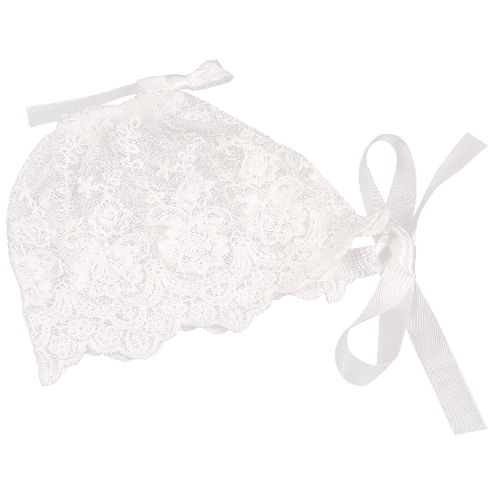 Mobutofu Baby Girl Photoshoot Outfits Lace Silk Ribbon Bonnet for Newborn 1Pcs