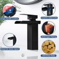 thumbnail image 5 of Grifo de Baño Moderno CHAO en Cascada Negro Mezclador de Lavabo de Latón 140 mm, 5 of 5