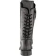 thumbnail image 3 of Sam Edelman Franka Black Rounded Toe Stacked Heel Mid-Calf Leather Fashion Boots (Black, 6), 3 of 6