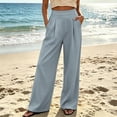 thumbnail image 5 of Sahpxhe Wide Leg Pants Women Loose High Elastic Waist Trendy Palazzo Pants Casual Flowy Lounge Vacation Travel Trousers Light Blue L, 5 of 9